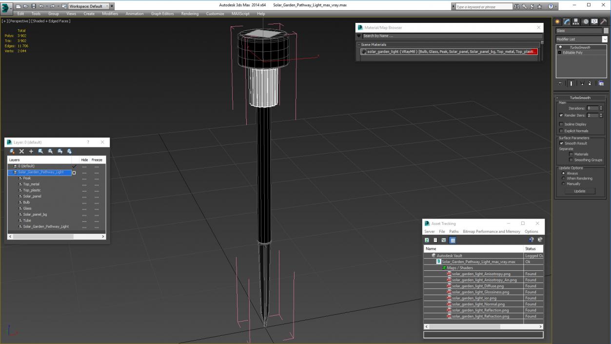 3D Solar Garden Pathway Light