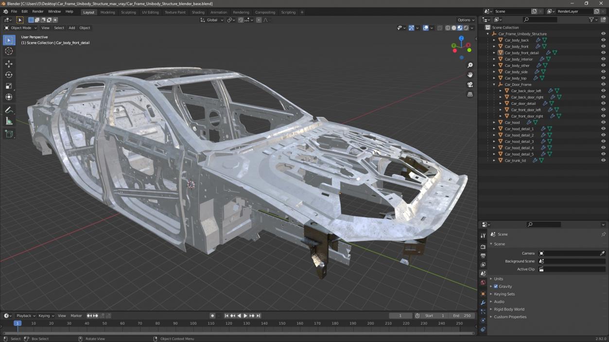 Car Frame Unibody Structure 3D