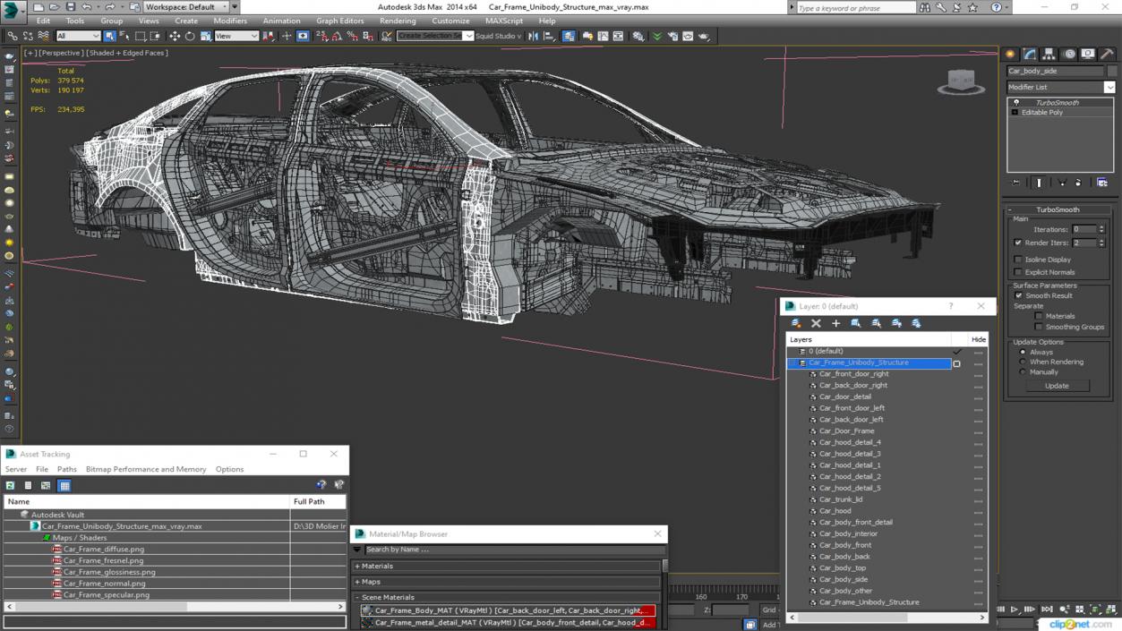 Car Frame Unibody Structure 3D