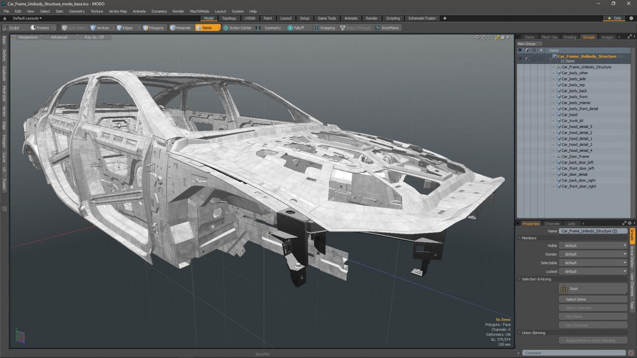 Car Frame Unibody Structure 3D