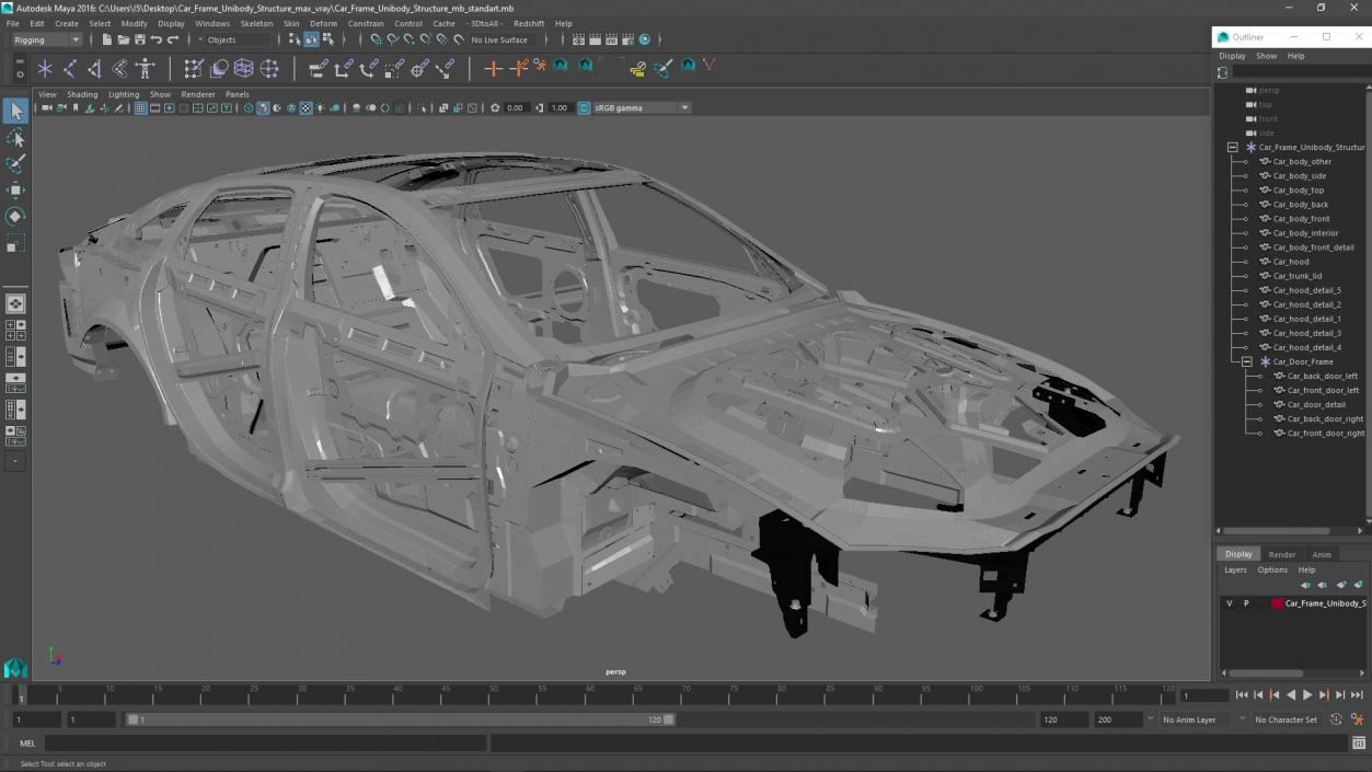 Car Frame Unibody Structure 3D