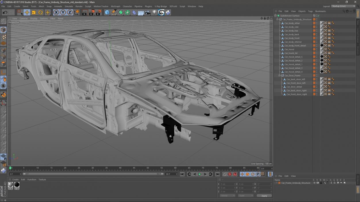 Car Frame Unibody Structure 3D