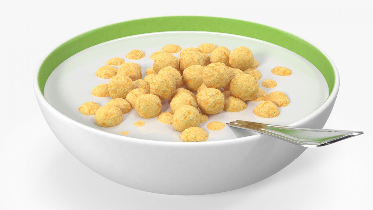 3D model Cereal Balls in Bowl with Milk