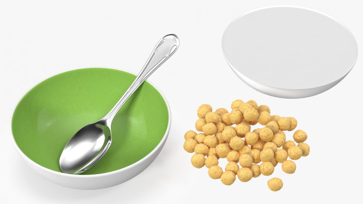 3D model Cereal Balls in Bowl with Milk