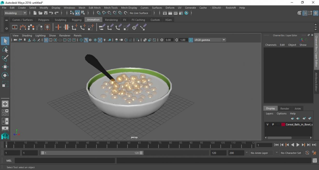 3D model Cereal Balls in Bowl with Milk