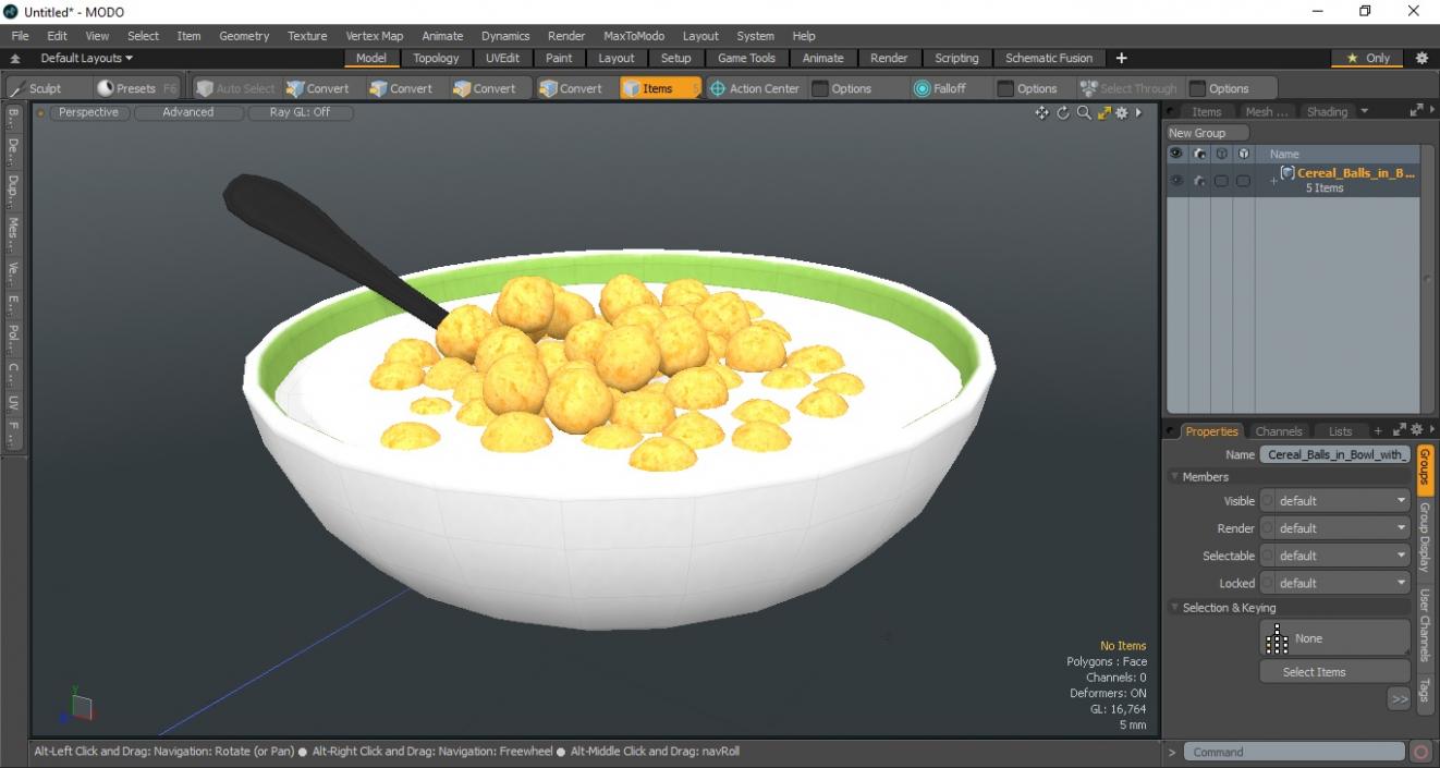 3D model Cereal Balls in Bowl with Milk