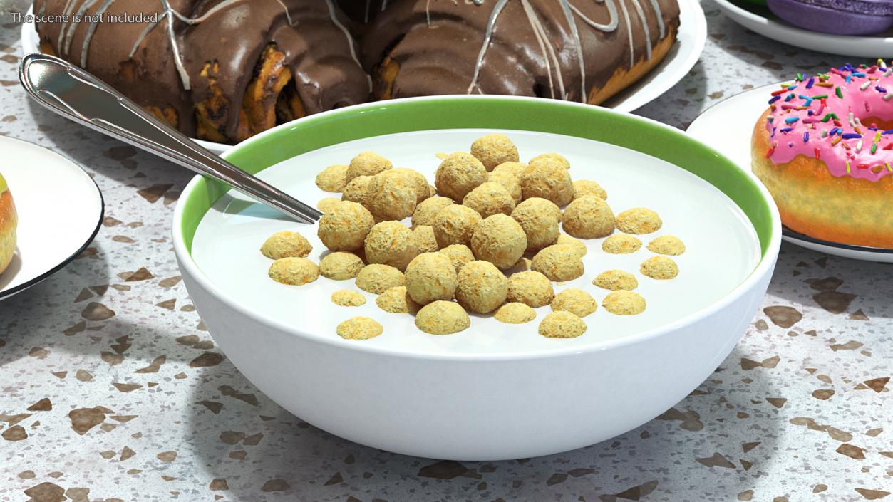 3D model Cereal Balls in Bowl with Milk