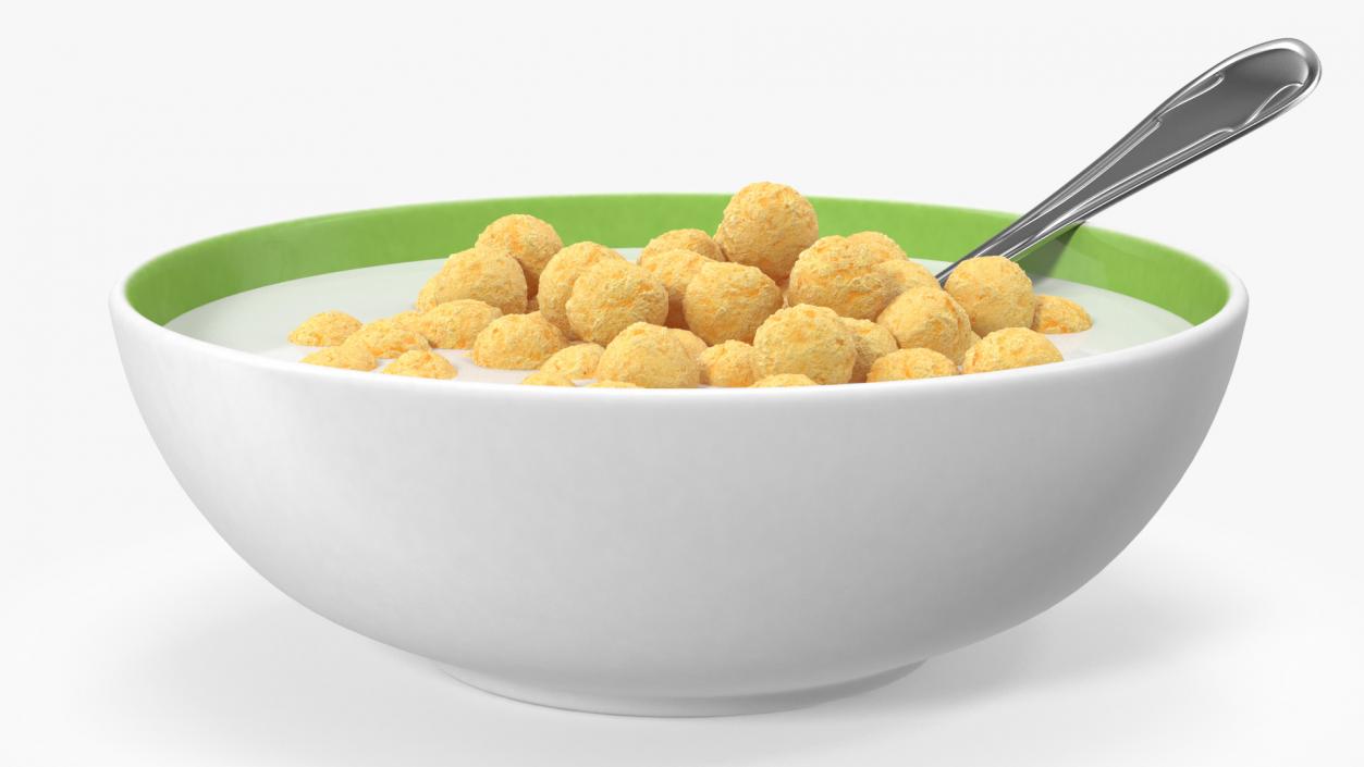 3D model Cereal Balls in Bowl with Milk