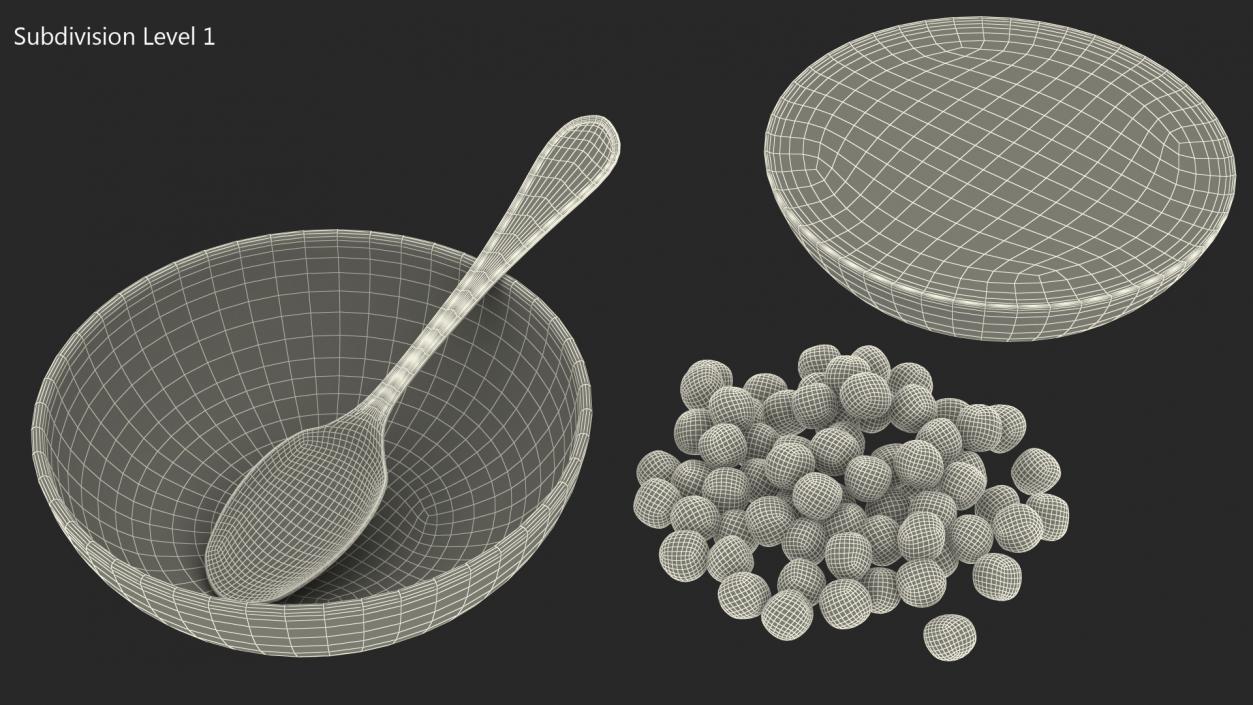 3D model Cereal Balls in Bowl with Milk