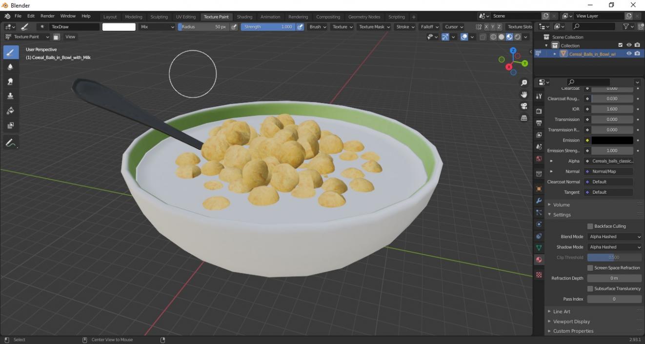 3D model Cereal Balls in Bowl with Milk