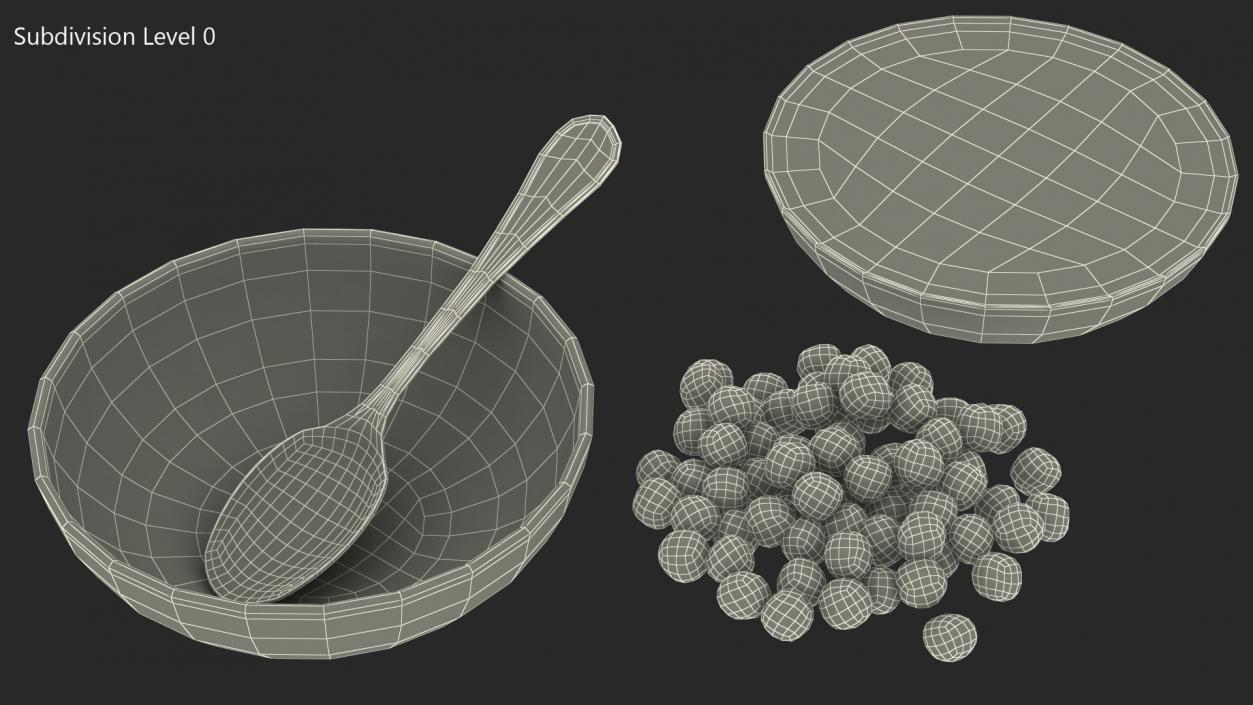 3D model Cereal Balls in Bowl with Milk