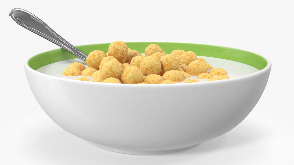 3D model Cereal Balls in Bowl with Milk