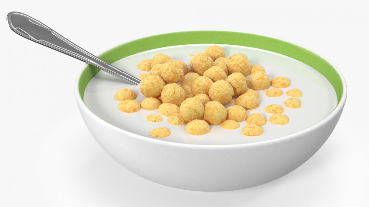 3D model Cereal Balls in Bowl with Milk