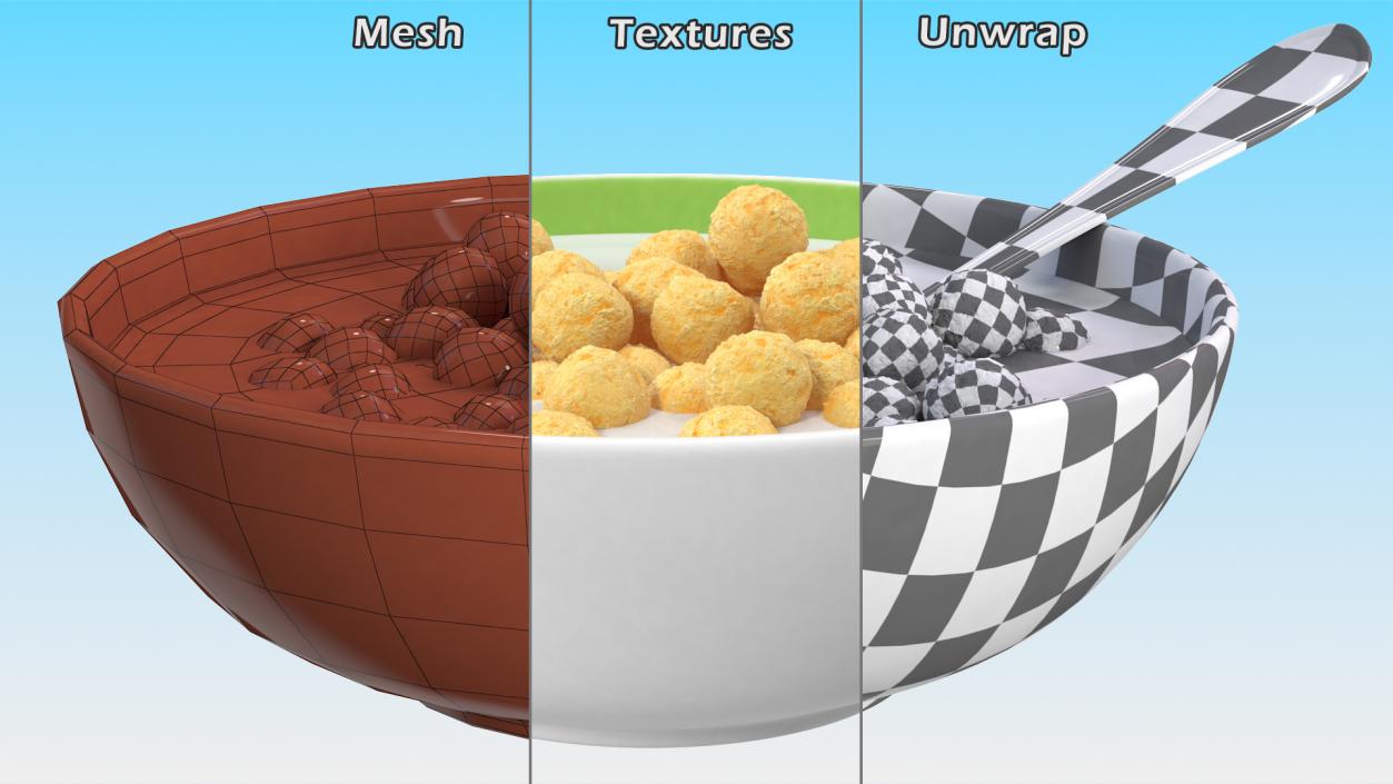 3D model Cereal Balls in Bowl with Milk