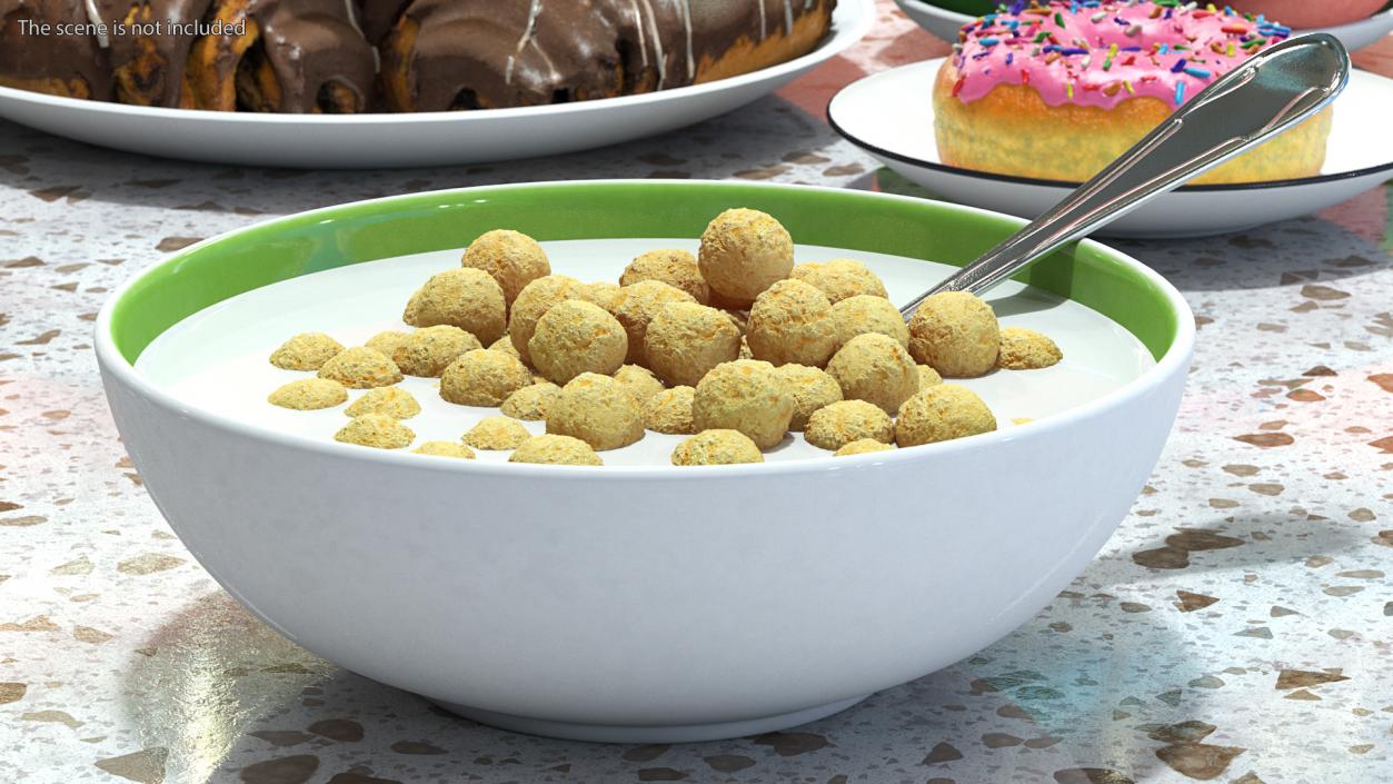 3D model Cereal Balls in Bowl with Milk