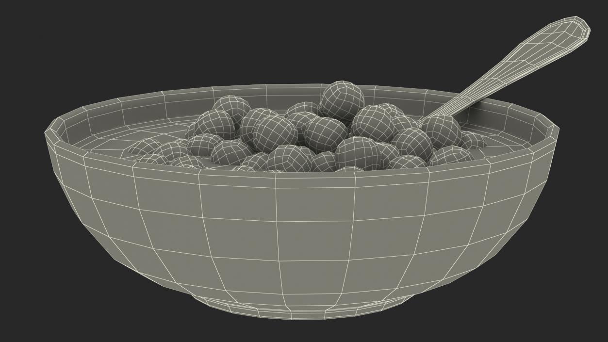 3D model Cereal Balls in Bowl with Milk