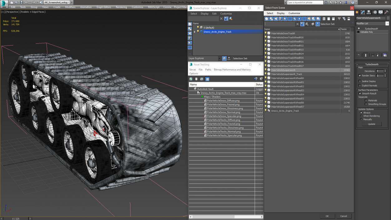 3D model Snowy Arctic Engine Track