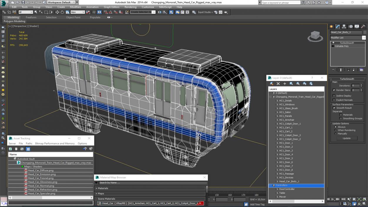 3D model Chongqing Monorail Train Head Car Rigged