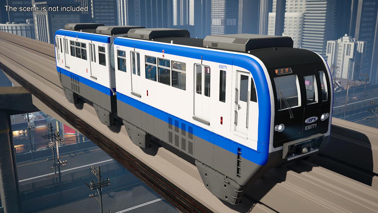 3D model Chongqing Monorail Train Head Car Rigged