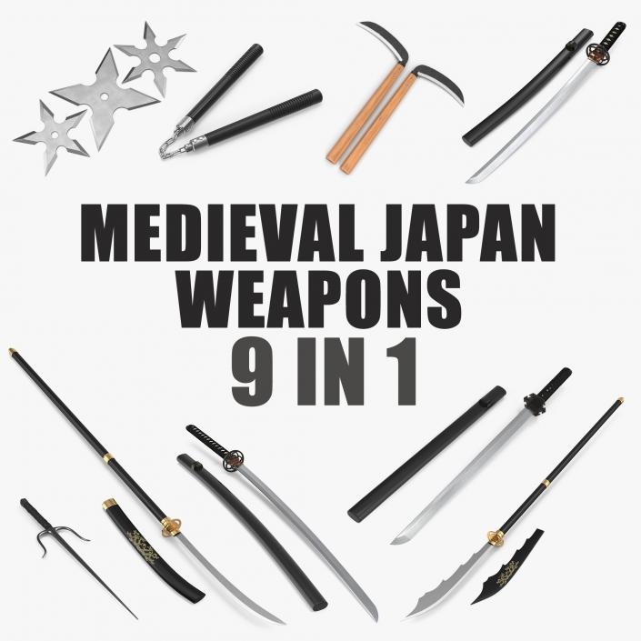 3D Medieval Japan Weapons Collection model