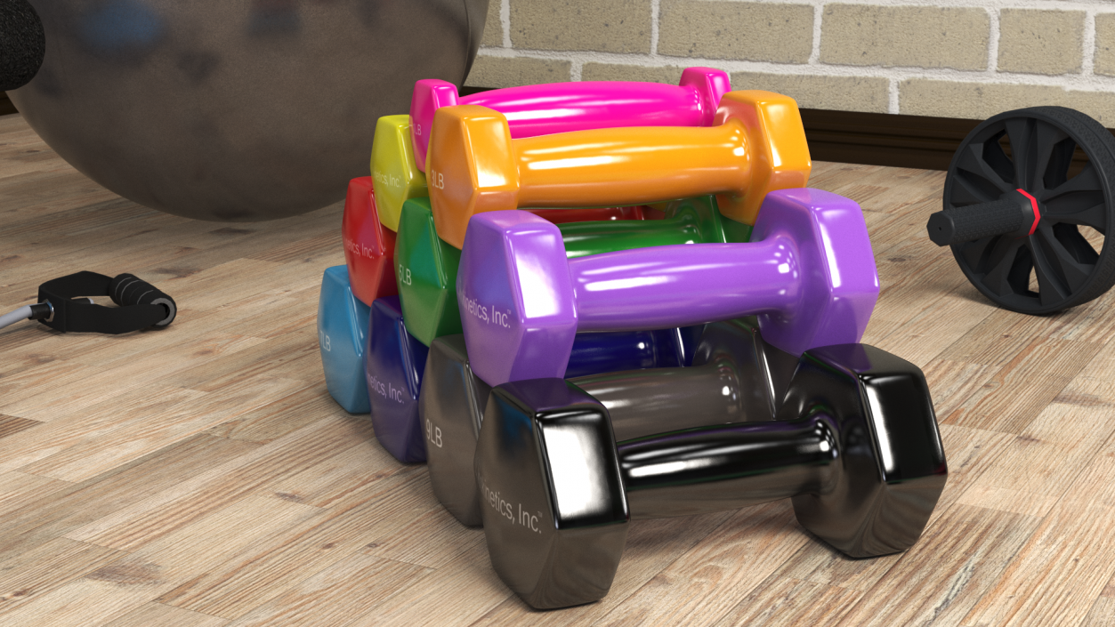 3D Vinyl Dumbbell Set model