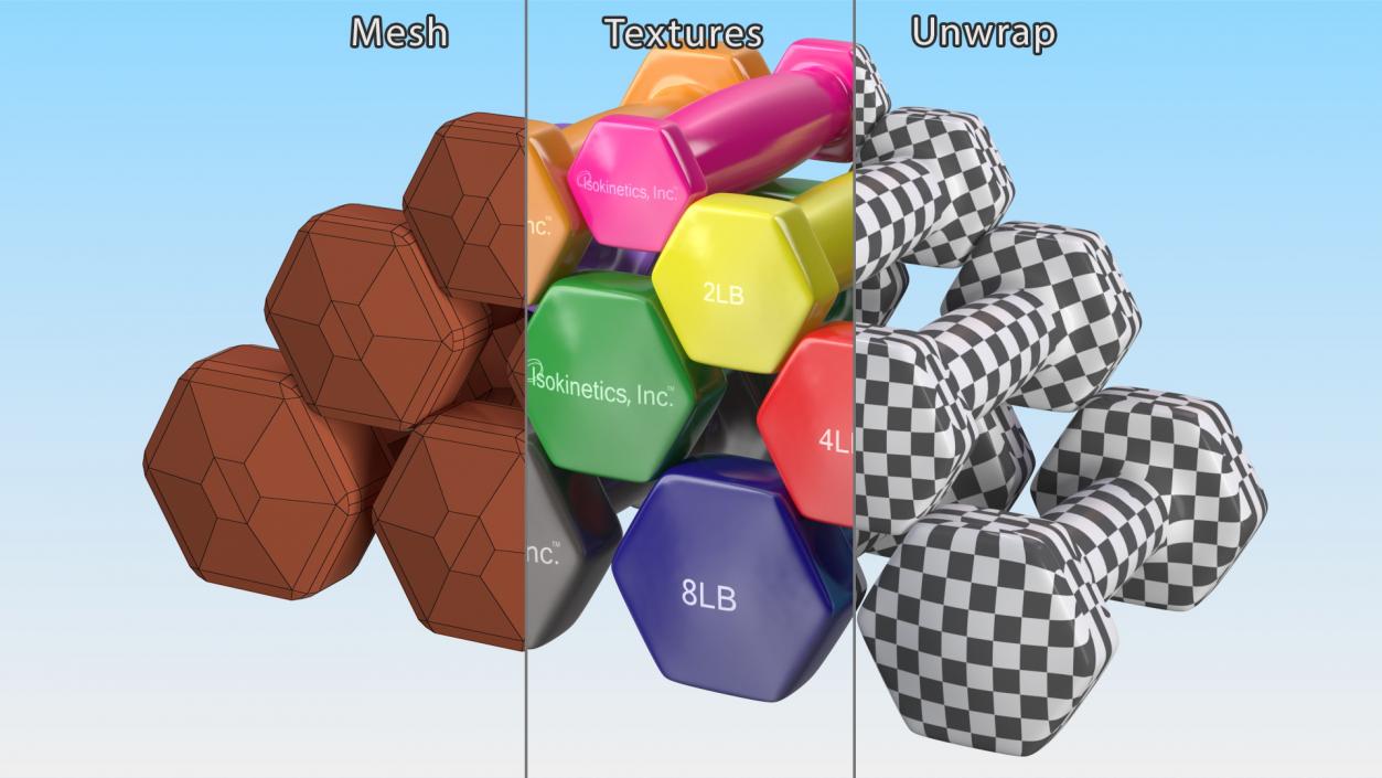 3D Vinyl Dumbbell Set model