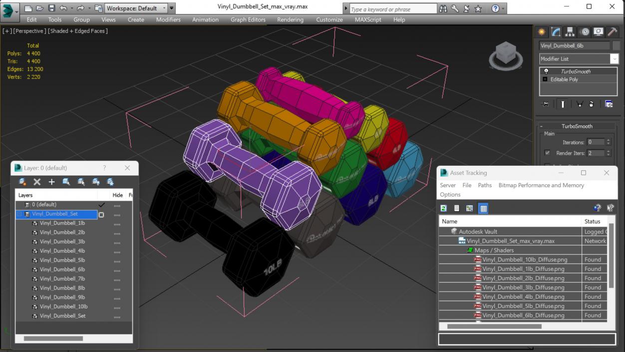 3D Vinyl Dumbbell Set model