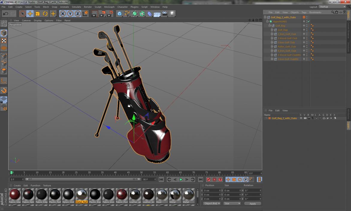 3D Golf Bag 2 with Clubs