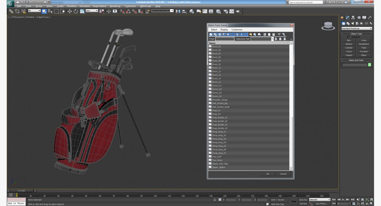 3D Golf Bag 2 with Clubs