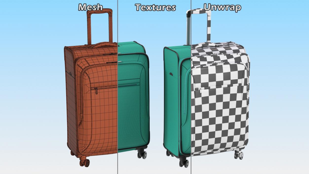 Softside Rolling Luggage Turquoise 3D model