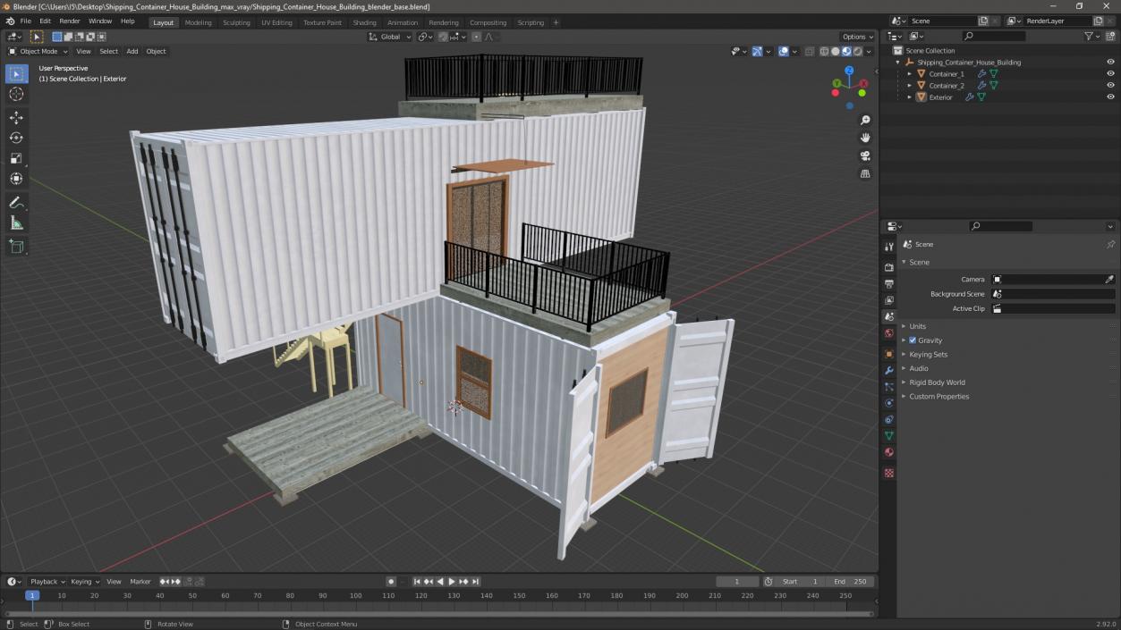 3D Shipping Container House Building model