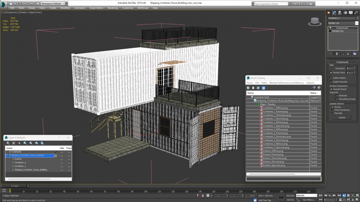 3D Shipping Container House Building model