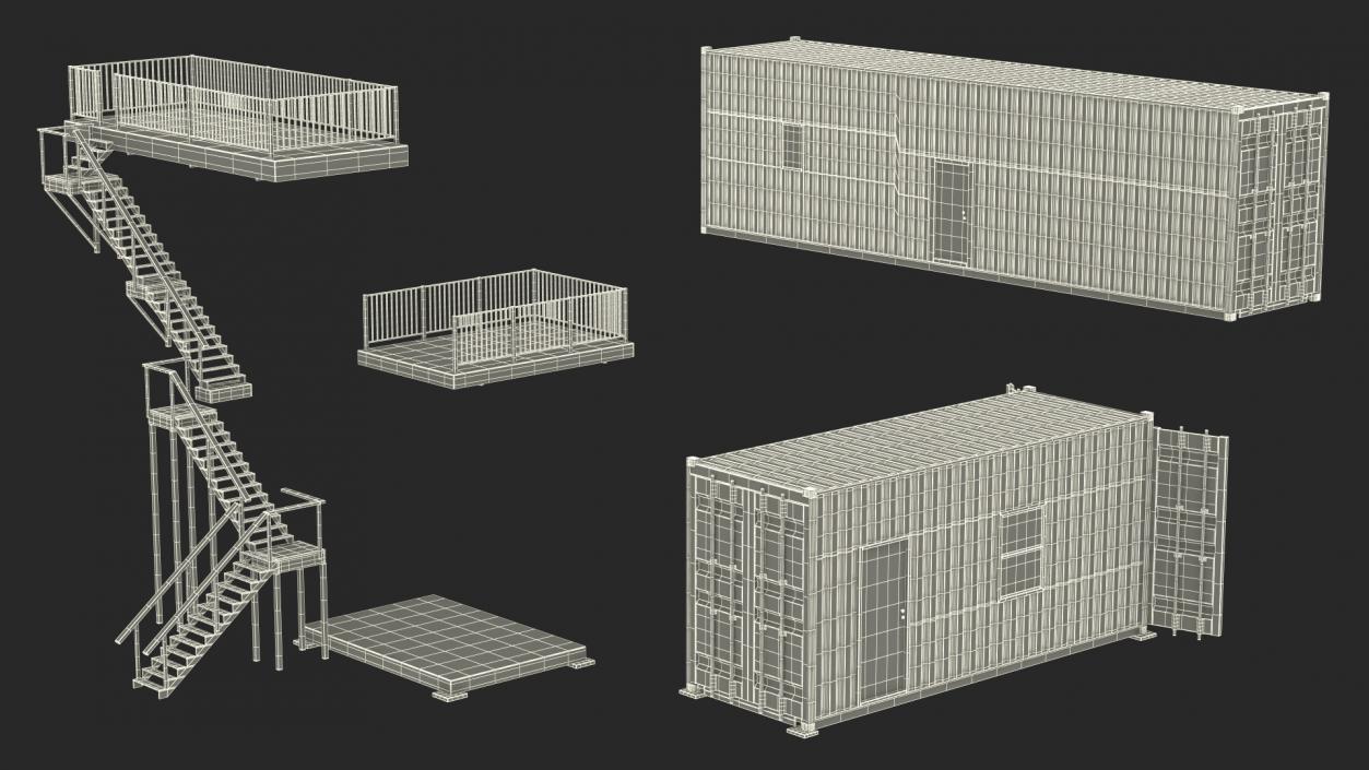 3D Shipping Container House Building model