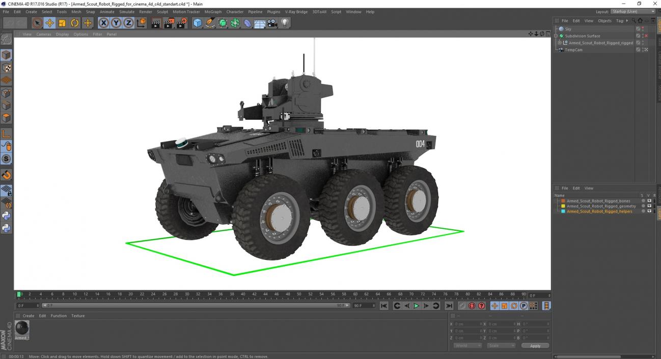 3D Armed Scout Robot Rigged for Cinema 4D model