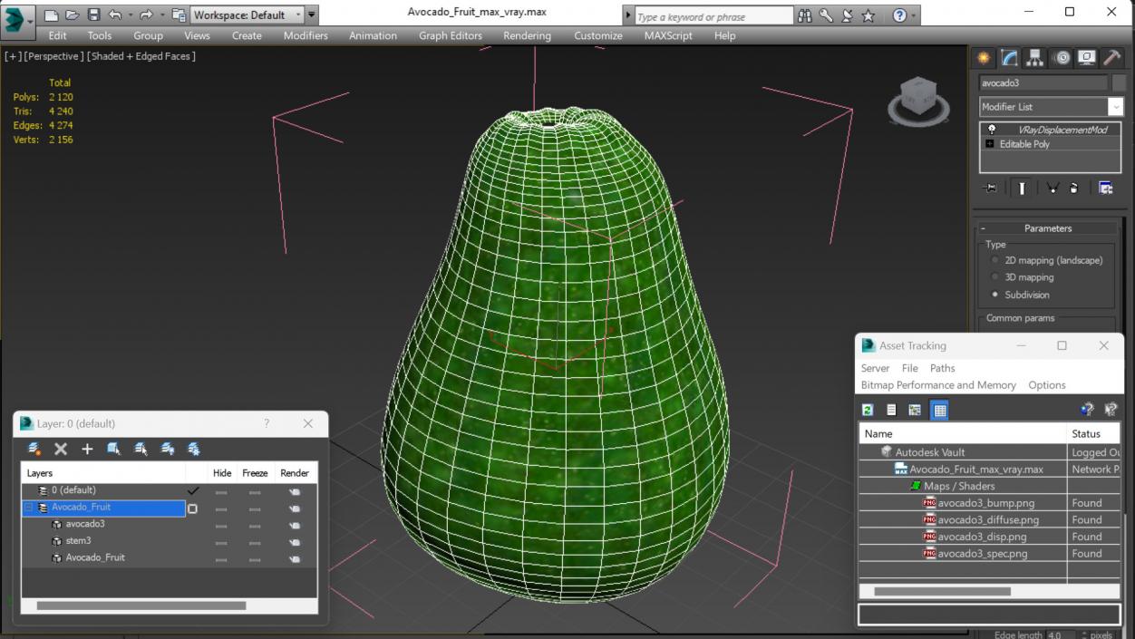 3D Avocado Fruit model