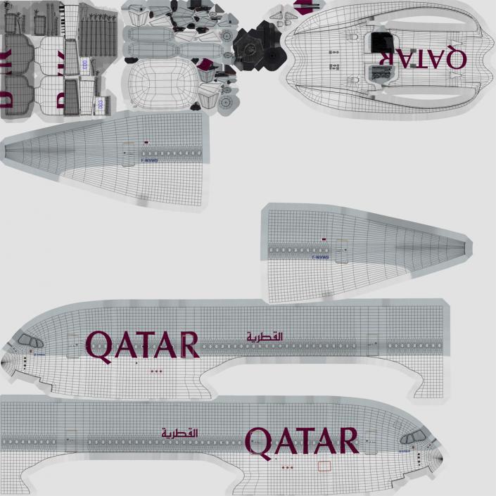 3D Airbus A350-900 Qatar