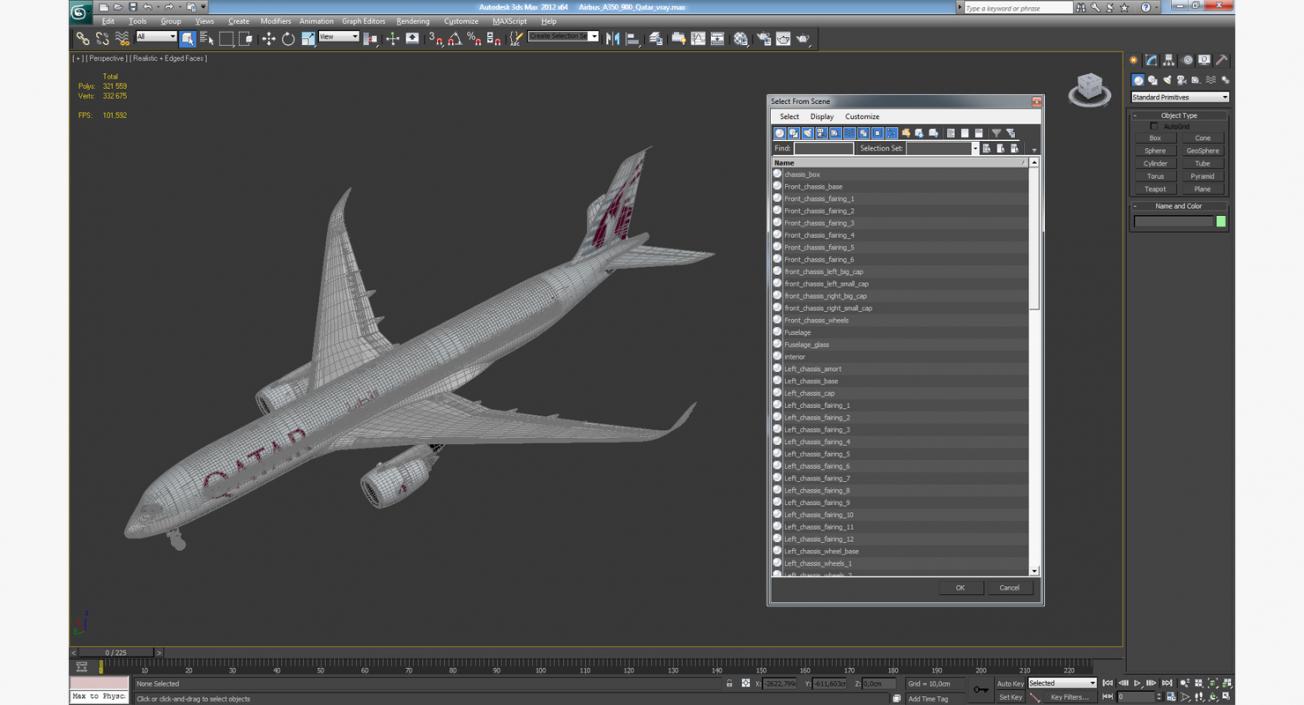 3D Airbus A350-900 Qatar