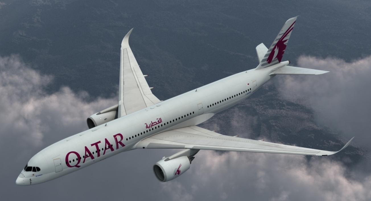 3D Airbus A350-900 Qatar