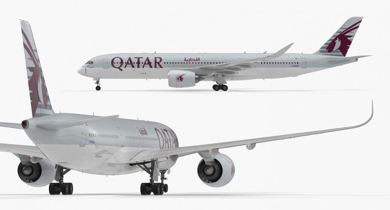 3D Airbus A350-900 Qatar