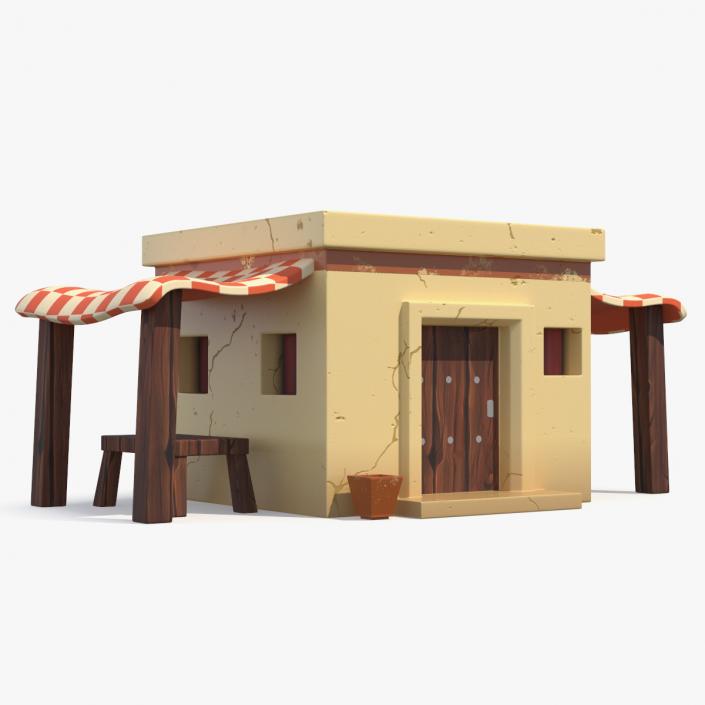 3D Stylized Arabian House with Sheds and Bench model