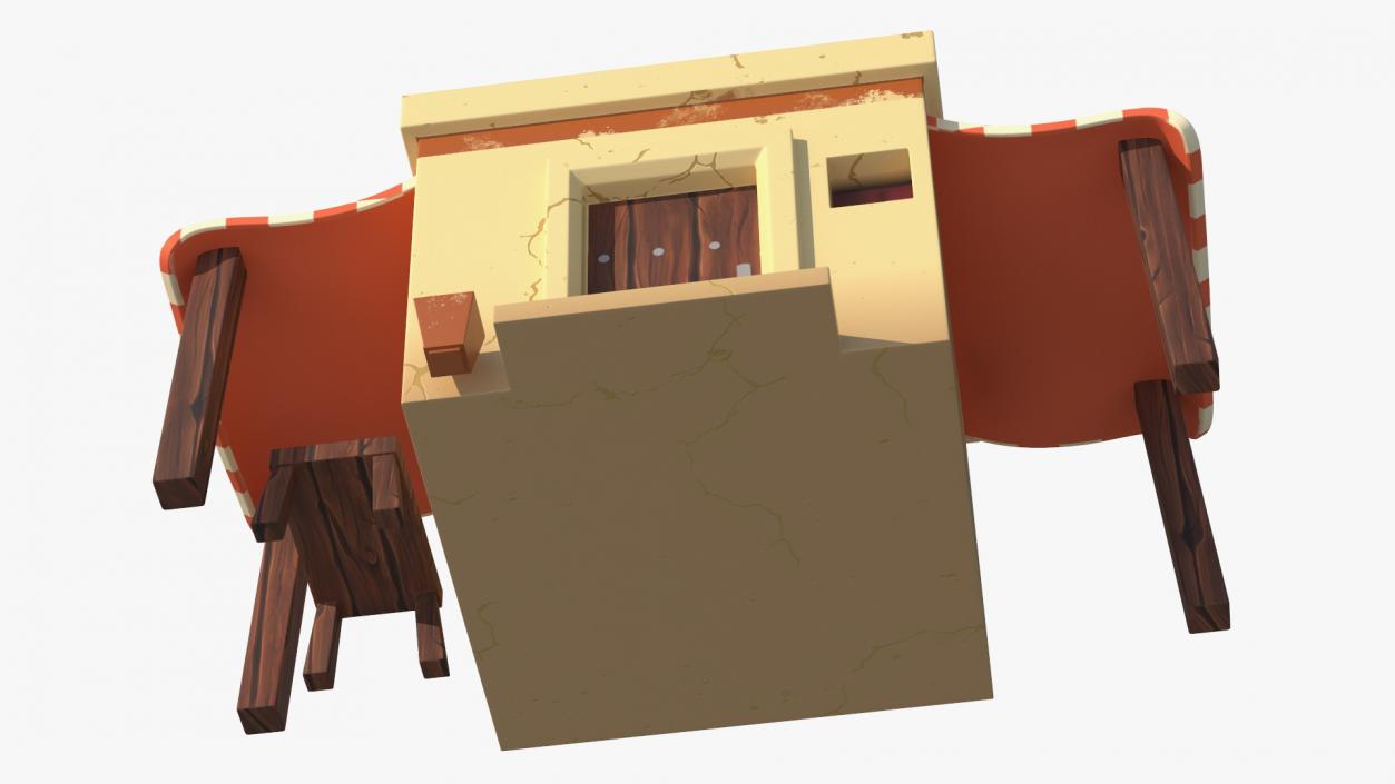 3D Stylized Arabian House with Sheds and Bench model