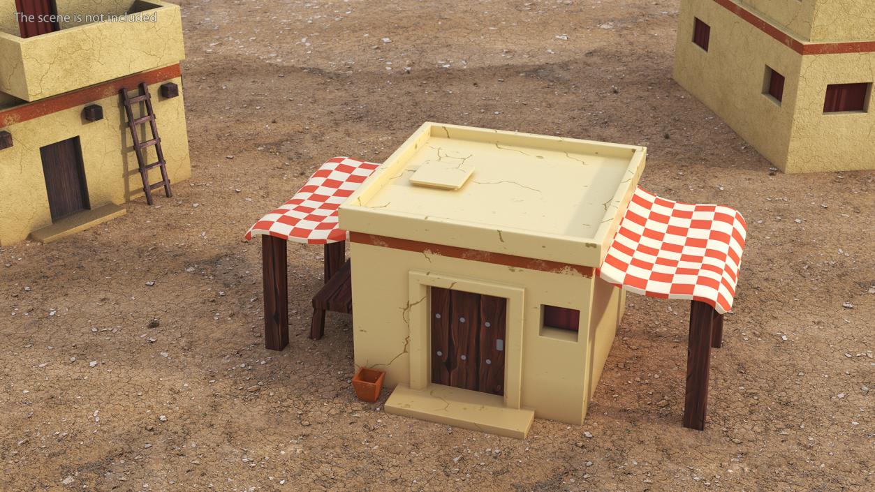 3D Stylized Arabian House with Sheds and Bench model