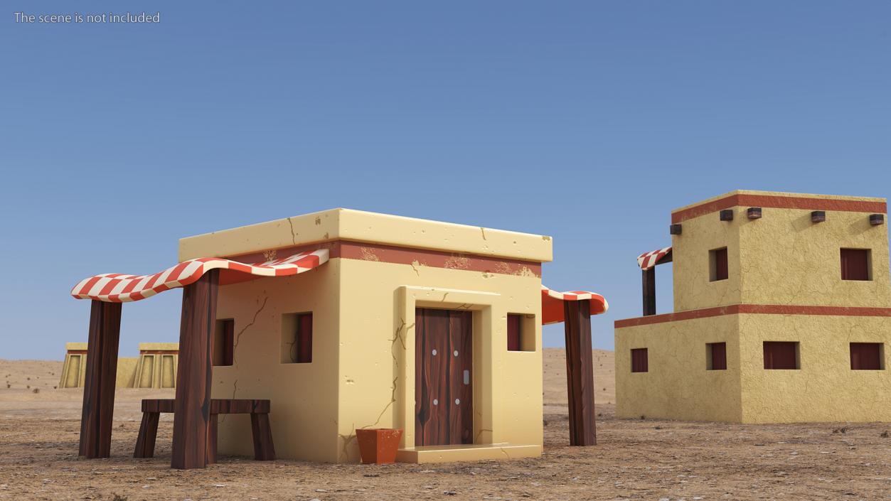 3D Stylized Arabian House with Sheds and Bench model