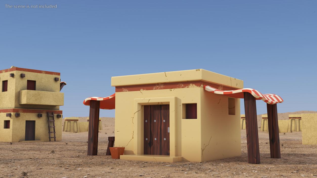 3D Stylized Arabian House with Sheds and Bench model