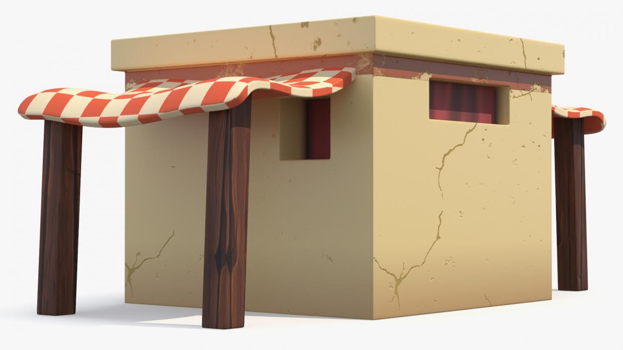 3D Stylized Arabian House with Sheds and Bench model