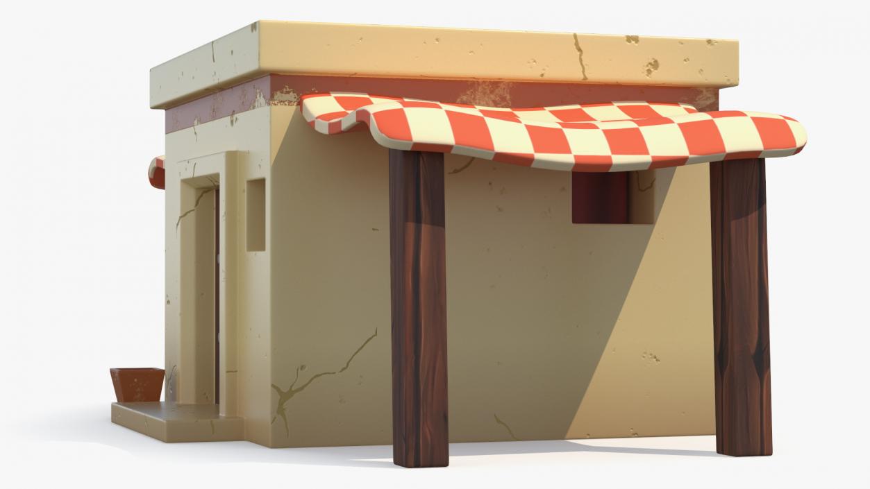 3D Stylized Arabian House with Sheds and Bench model