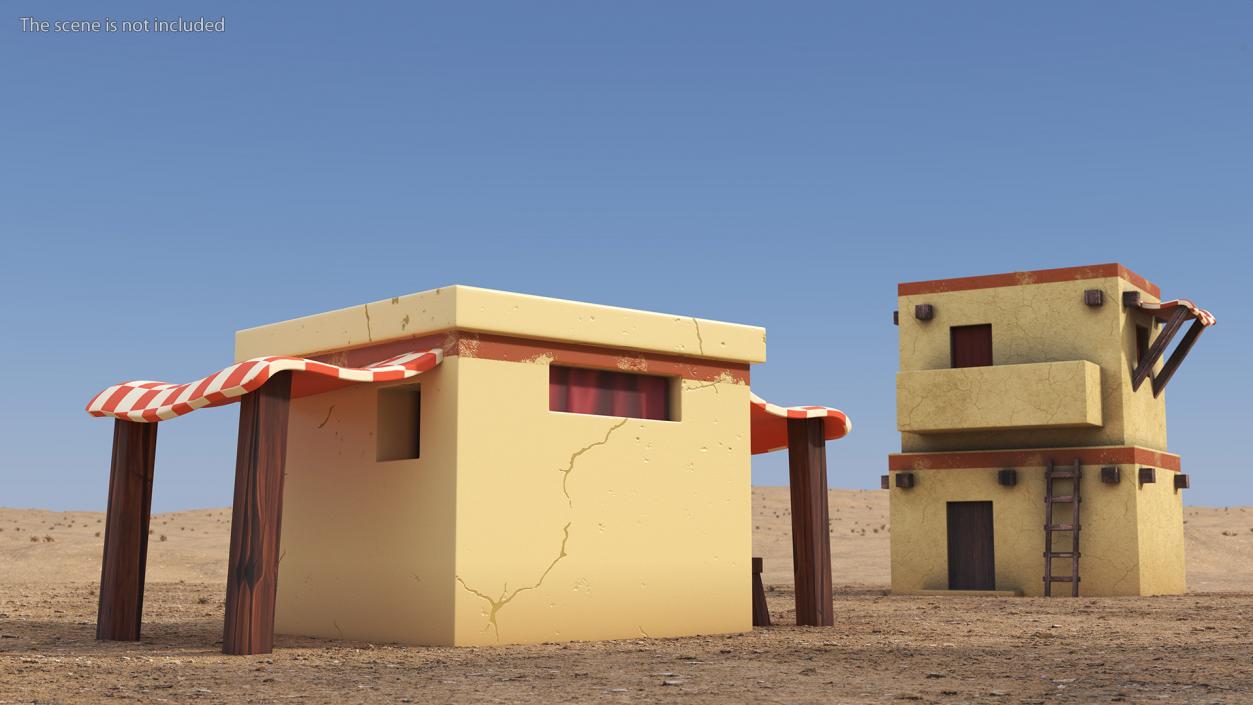 3D Stylized Arabian House with Sheds and Bench model