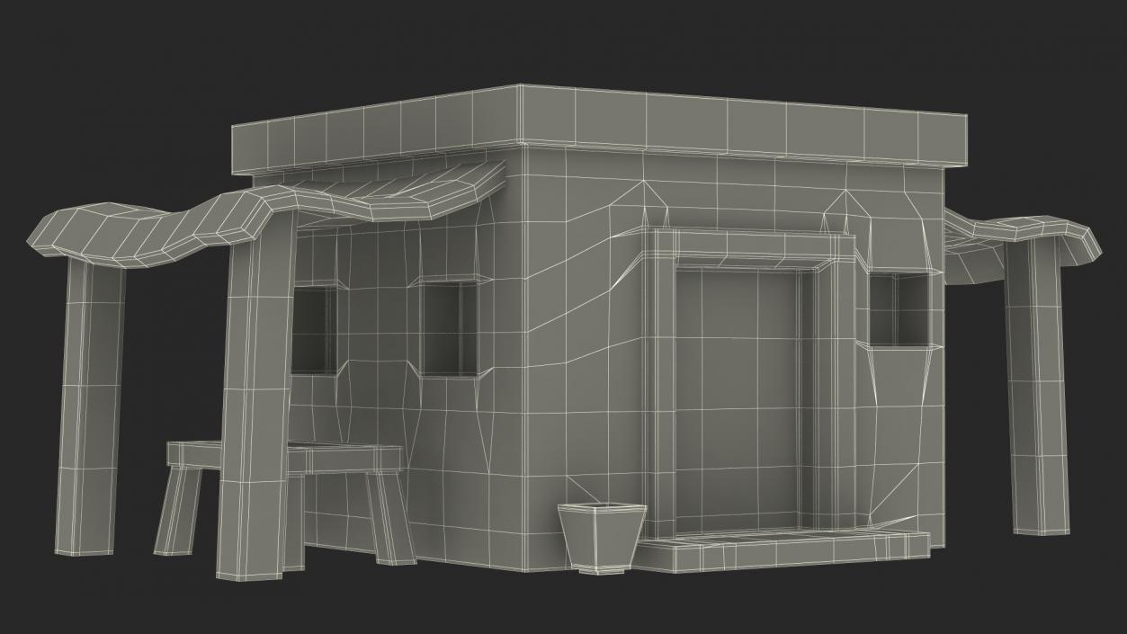 3D Stylized Arabian House with Sheds and Bench model