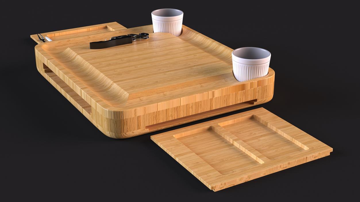 Bamboo Charcuterie Boards Set 3D model