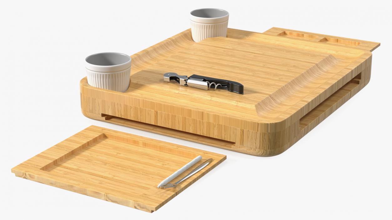 Bamboo Charcuterie Boards Set 3D model